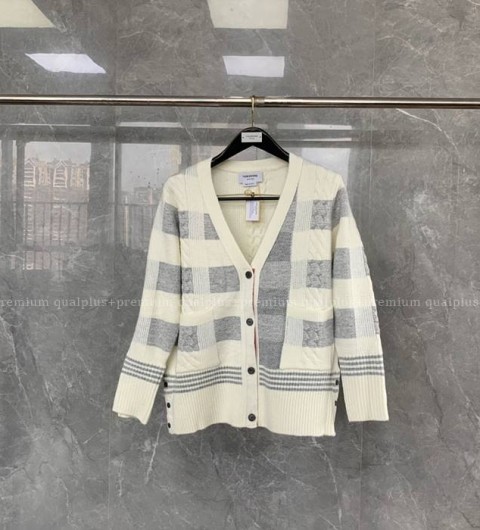 톰브라운 체크 가디건 여성용