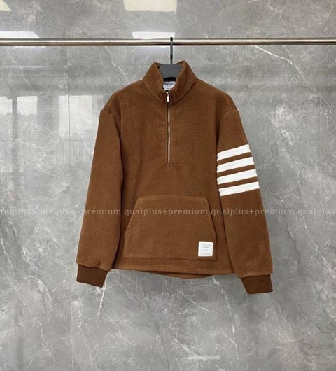 톰브라운 4-바 램스울 플리스 반집업 맨투맨