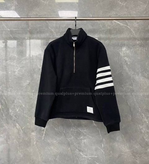 톰브라운 4-바 램스울 플리스 반집업 맨투맨