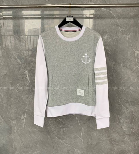 톰브라운 4-바 배색 앵커 인따르시아 맨투맨