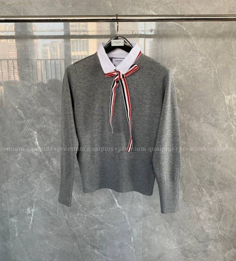 톰브라운 저지 카라 리본 타이 풀오버 셔츠 니트 여성용