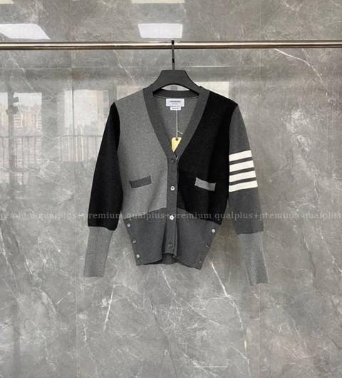 톰브라운 4-바 배색 가디건 여성용