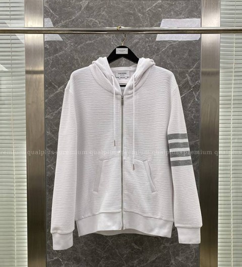 톰브라운 4-바 와플 후드집업 자켓