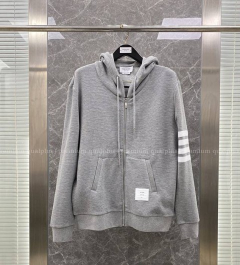 톰브라운 4-바 와플 후드집업 자켓