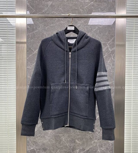 톰브라운 4-바 와플 후드집업 자켓