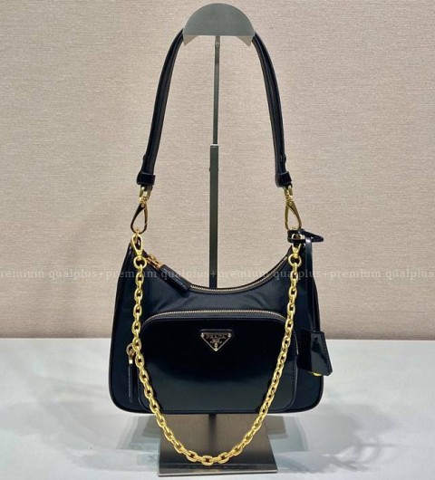 프라다 1BC198 리나일론 브러쉬드 가죽 핸드백 미니