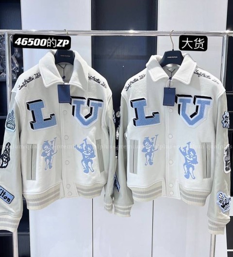 루이비통 멀티 패치 믹스드 레더 바시티 블루종 자켓