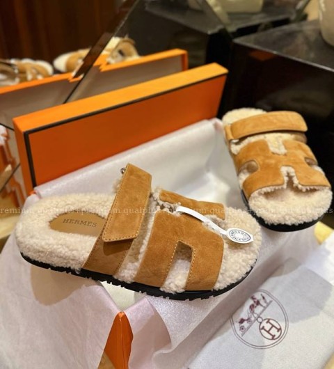 에르메스 시프레 시어링 샌들 슬리퍼 여성용