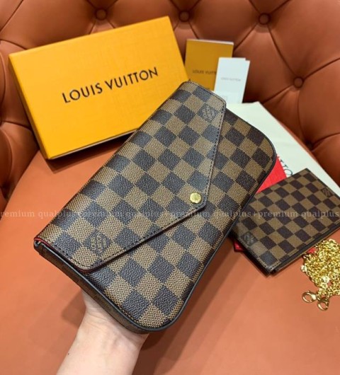 루이비통 N63032 포쉐트 펠리시 다미에 에벤 체인 숄더백