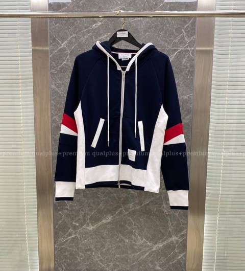 톰브라운 배색 후드집업 자켓