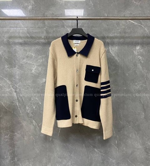 톰브라운 4-바 배색 포켓 자켓