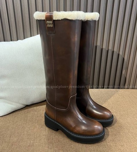 미우미우 퓌메 가죽 부츠 여성용 5cm