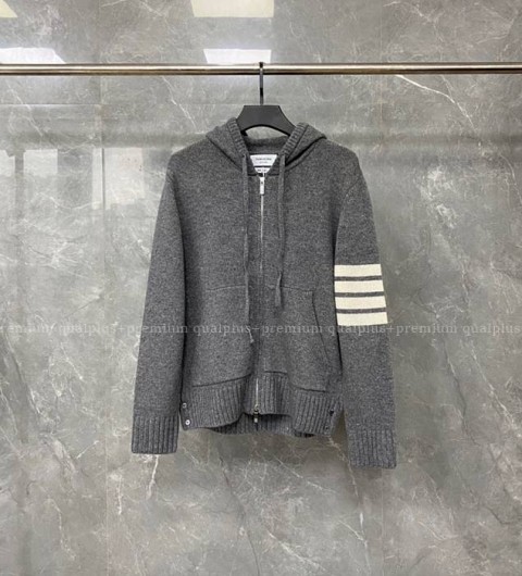 톰브라운 4-바 요트 니트 후드 집업 자켓