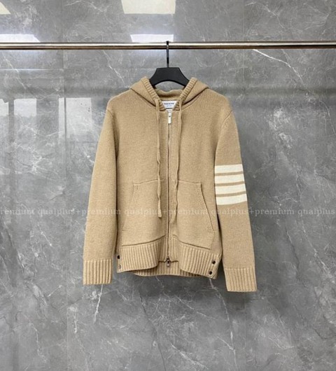 톰브라운 4-바 요트 니트 후드 집업 자켓