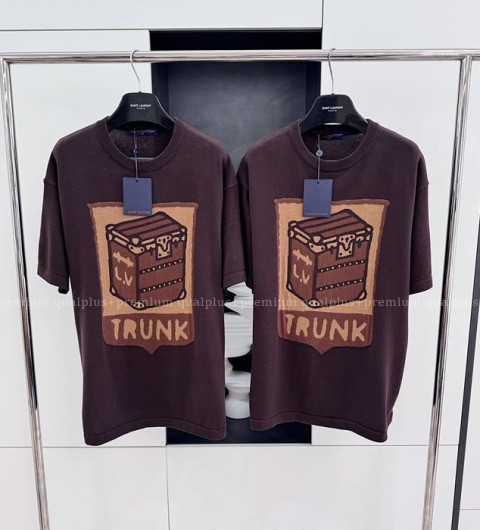 루이비통 쇼트 슬리브드 코튼 인따르시아 크루넥 니트 반팔