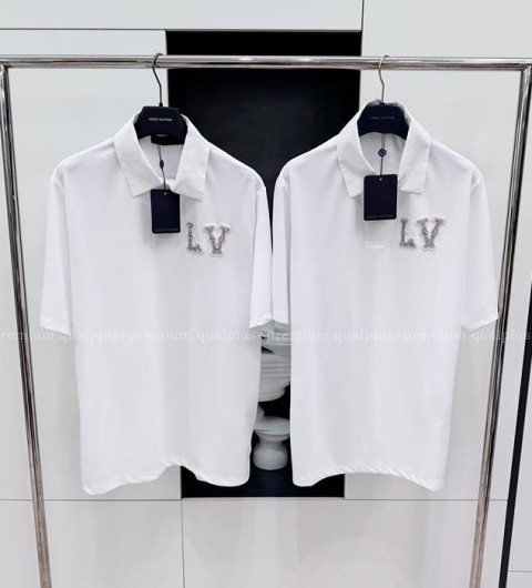 루이비통 코튼 피케 폴로 위드 엠브로이더드 LV 패치 폴로 반팔티셔츠