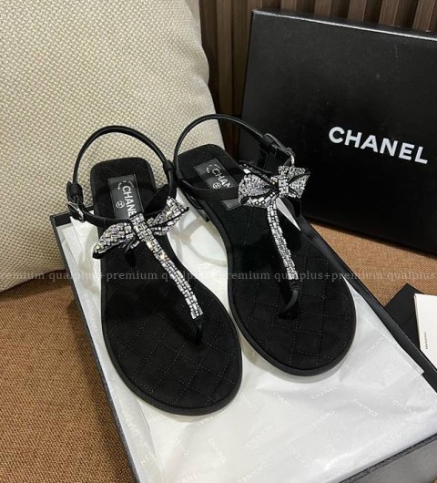 샤넬 리본 핫픽스 쪼리 샌들 여성용