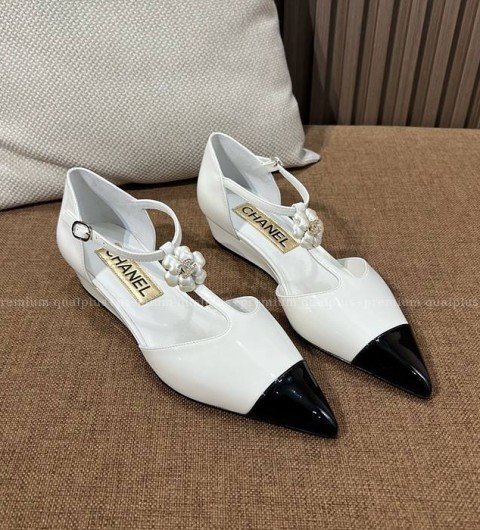 샤넬 23K 웨지힐 스틸레토 메리제인 슈즈 여성용