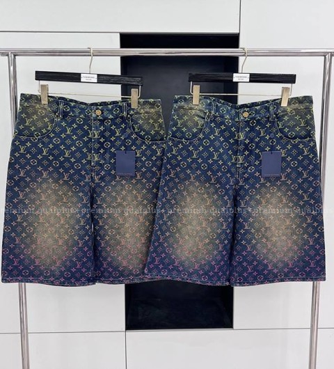 루이비통 레인보우 모노그램 데님 쇼츠 반바지