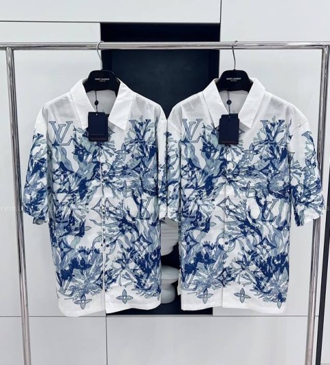 루이비통 그래픽 쇼트 슬리브드 코튼 반팔 셔츠