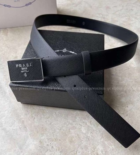 [국내배송] 프*다 블랙 스퀘어 로고 벨트