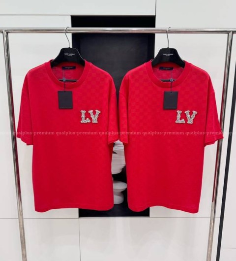 루이비통 코튼 피케 위드 엠브로이더드 LV 패치 반팔티셔츠