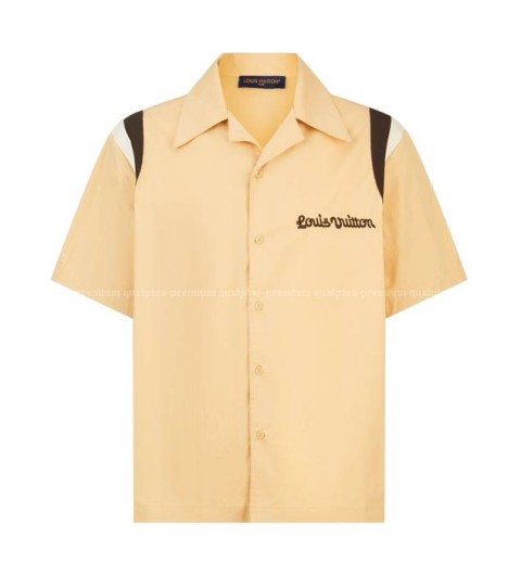루이비통 엠브로이더드 쇼트 슬리브드 코튼 볼링 반팔 셔츠