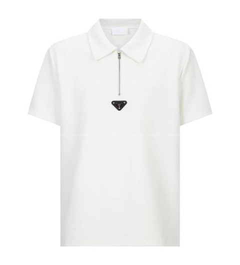 프라다 로고 폴로 반집업 반팔티셔츠