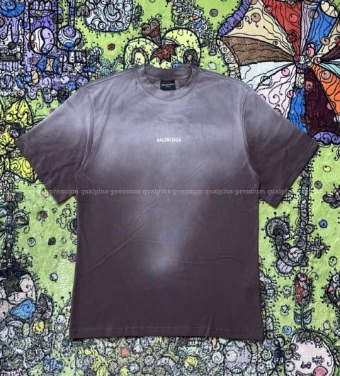 발렌시아가 로고 워싱 반팔티셔츠