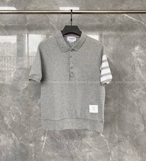 톰브라운 4-바 와플 폴로 니트 반팔