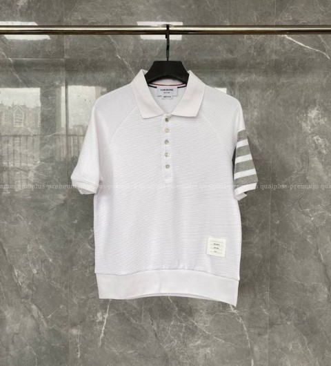 톰브라운 4-바 와플 폴로 니트 반팔