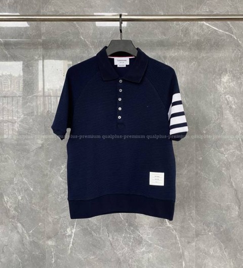 톰브라운 4-바 와플 폴로 니트 반팔