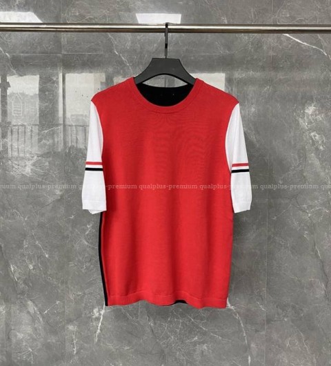 톰브라운 암밴드 배색 니트 반팔