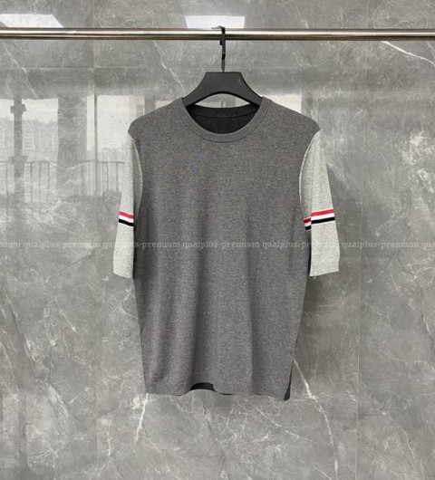 톰브라운 암밴드 배색 니트 반팔