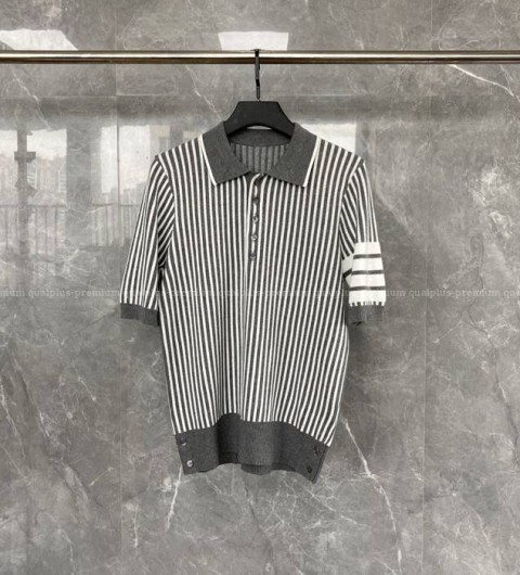 톰브라운 4-바 스트라이프 폴로 니트 반팔