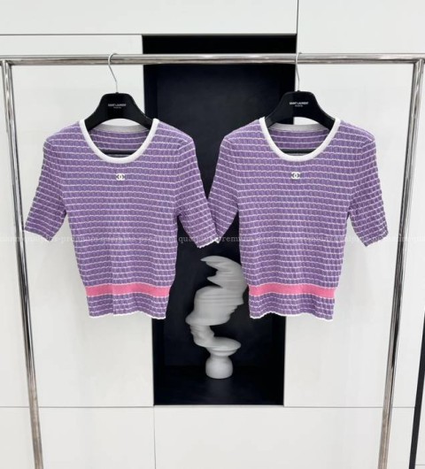 샤넬 CC 스트라이프 니트 반팔 여성용