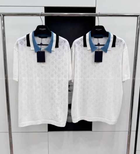 루이비통 모노그램 포인텔 쇼트 슬리브드 코튼 폴로 반팔티셔츠