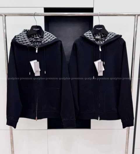 디올 오블리크 자카드 울 후드 집업 자켓