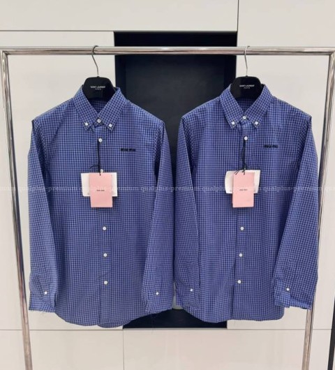 미우미우 체크 로고 셔츠