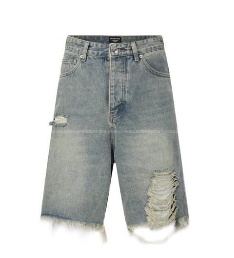 발렌시아가 디스트로이드 데님 쇼츠 반바지