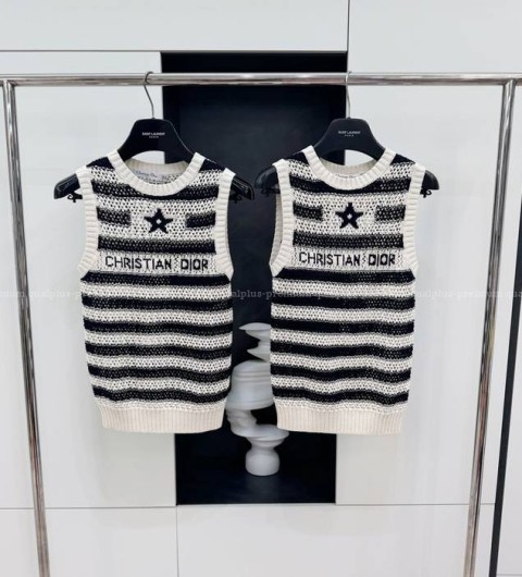 디올 마리니에르 슬리브리스 니트 조끼 여성용