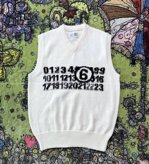 메종마르지엘라 넘버링 로고 니트 조끼