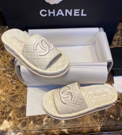 샤넬 CC 퀄팅 슬리퍼 여성용