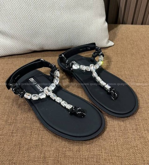 미우미우 코튼 코드 통 샌들 여성용