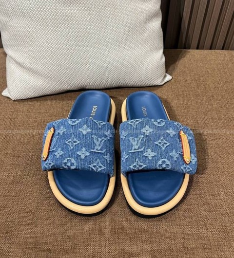 루이비통 풀 필로우 플랫 컴포트 뮬 슬리퍼 여성용
