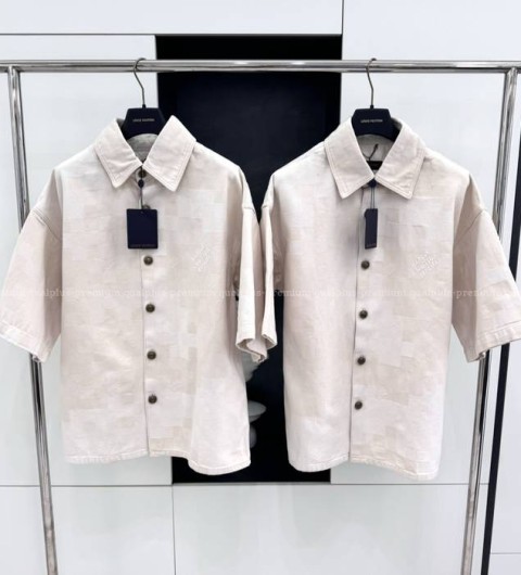 루이비통 다미에 쇼트 슬리브드 데님 반팔 셔츠