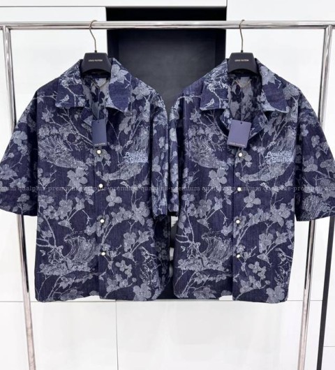 루이비통 쇼트 슬리브드 데님 반팔 셔츠