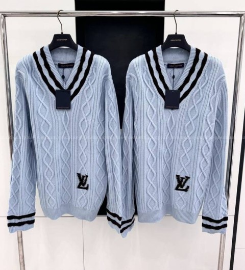 루이비통 케이블 니트 울 앤드 모헤어 V넥 풀오버 니트