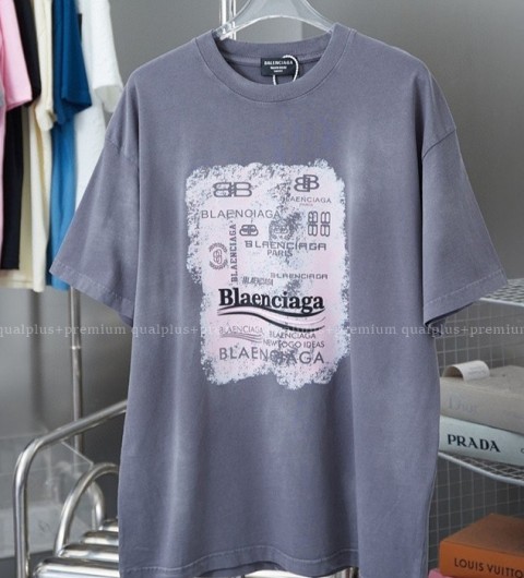 [국내배송] 발*시아가 멀티로고 워싱 티셔츠