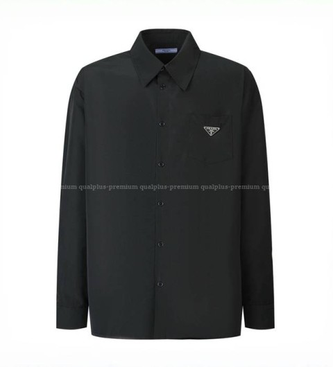 프라다 로고 포플린 셔츠